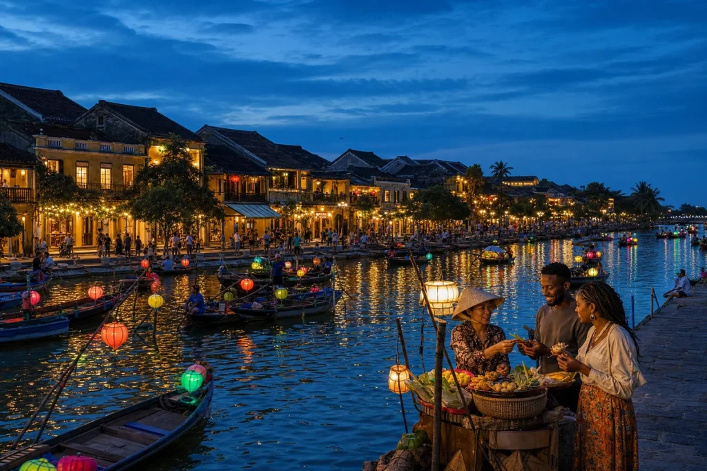 [Asia](C:\\Users\\IMA\\Documents\\Codex\\Holiday Factory-Travel Business\\Website\\Assets\\Destination page\\asia-hoi-an-lantern-food-experience.webp)Lantern-lit boats and heritage buildings along Hoi An’s riverside, with travellers enjoying local street food.