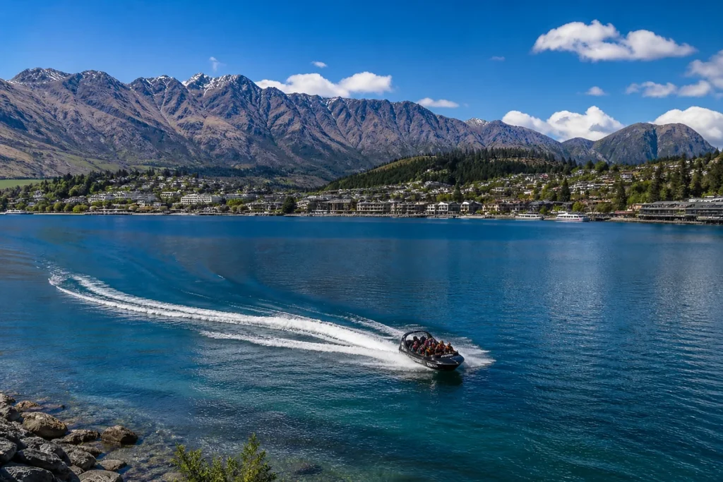 [Australia and Oceania](C:\\Users\\IMA\\Documents\\Codex\\Holiday Factory-Travel Business\\Website\\Assets\\Destination page\\australia-oceania-queenstown-jet-boat.webp)Jet boat crossing Lake Wakatipu beneath the Remarkables and Queenstown’s lakeside neighbourhoods.